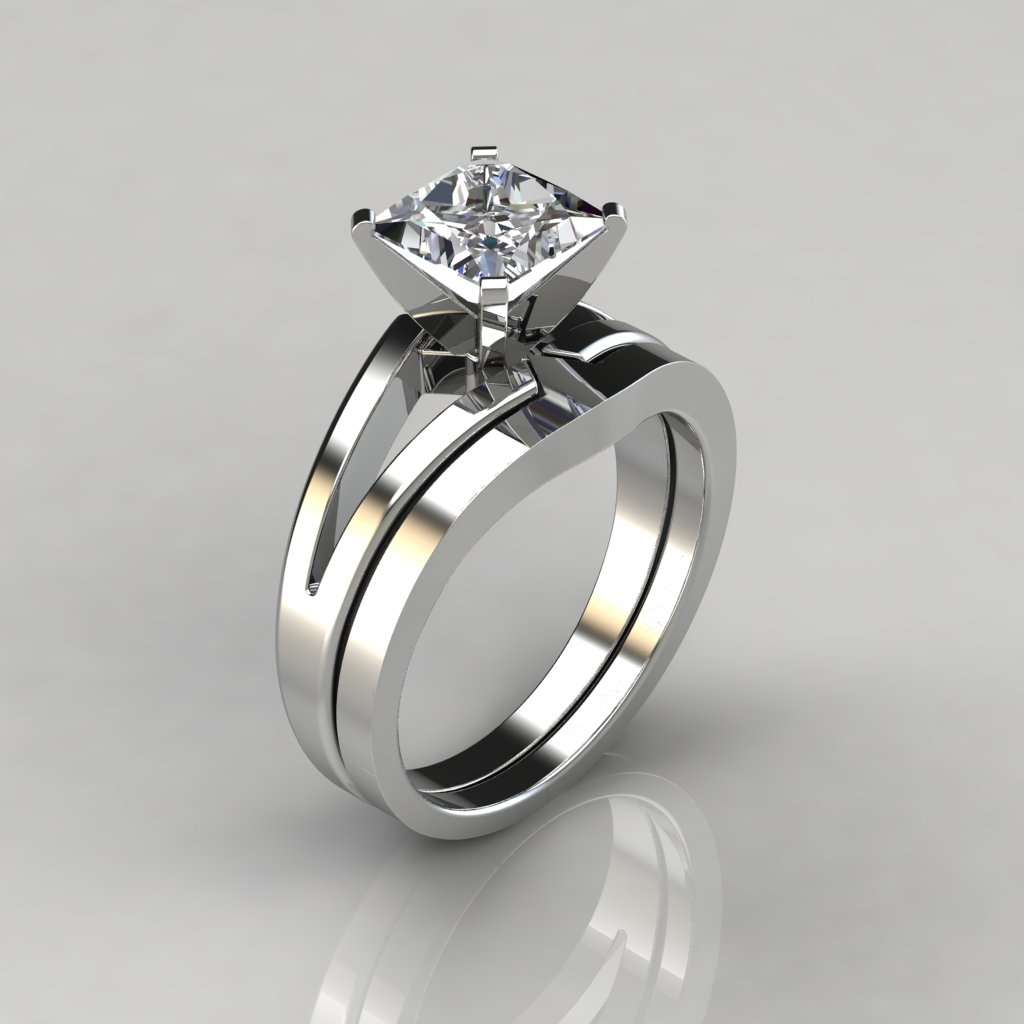 Emerald Cut Classic Split Shank Moissanite Engagement Ring