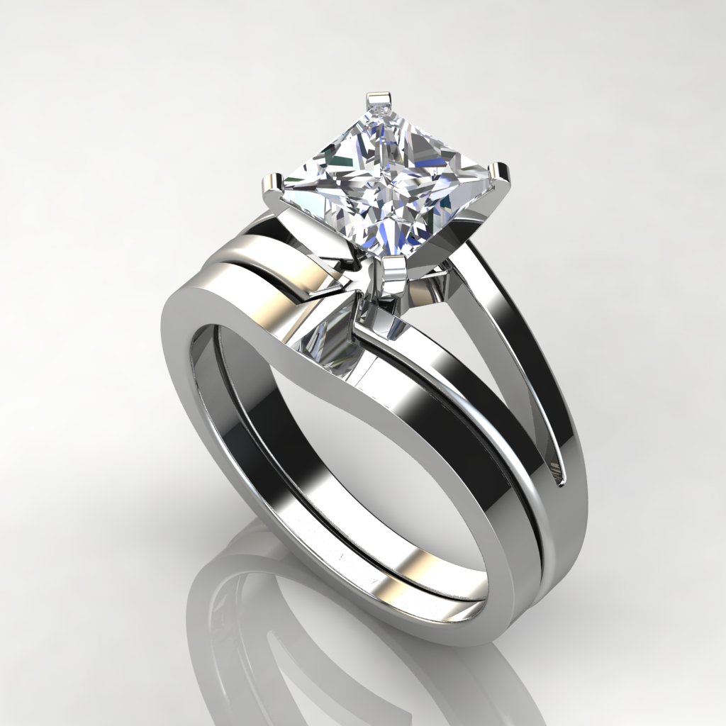 Split Shank Pavé Princess Cut Solitaire Engagement Ring