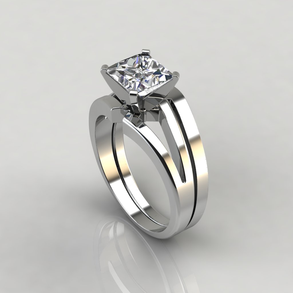 Split Shank Pavé Princess Cut Solitaire Engagement Ring