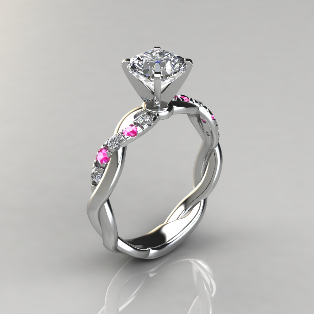 Twist Cushion Cut Engagement Ring - PureGemsJewels